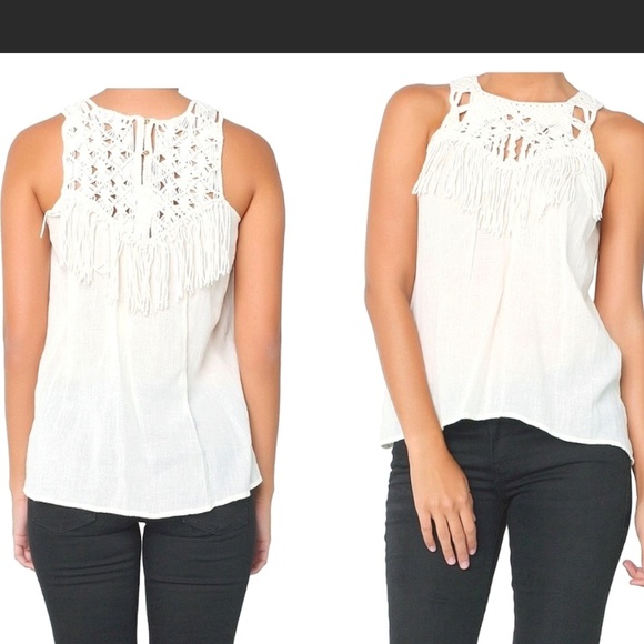 Ulla Johnson Tops - Ulla Johnson Deia Fringe Macrame Crochet Cotton Tank Top Blouse 4